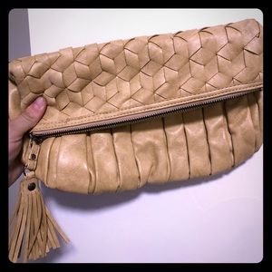 Tan Leather Boho Clutch